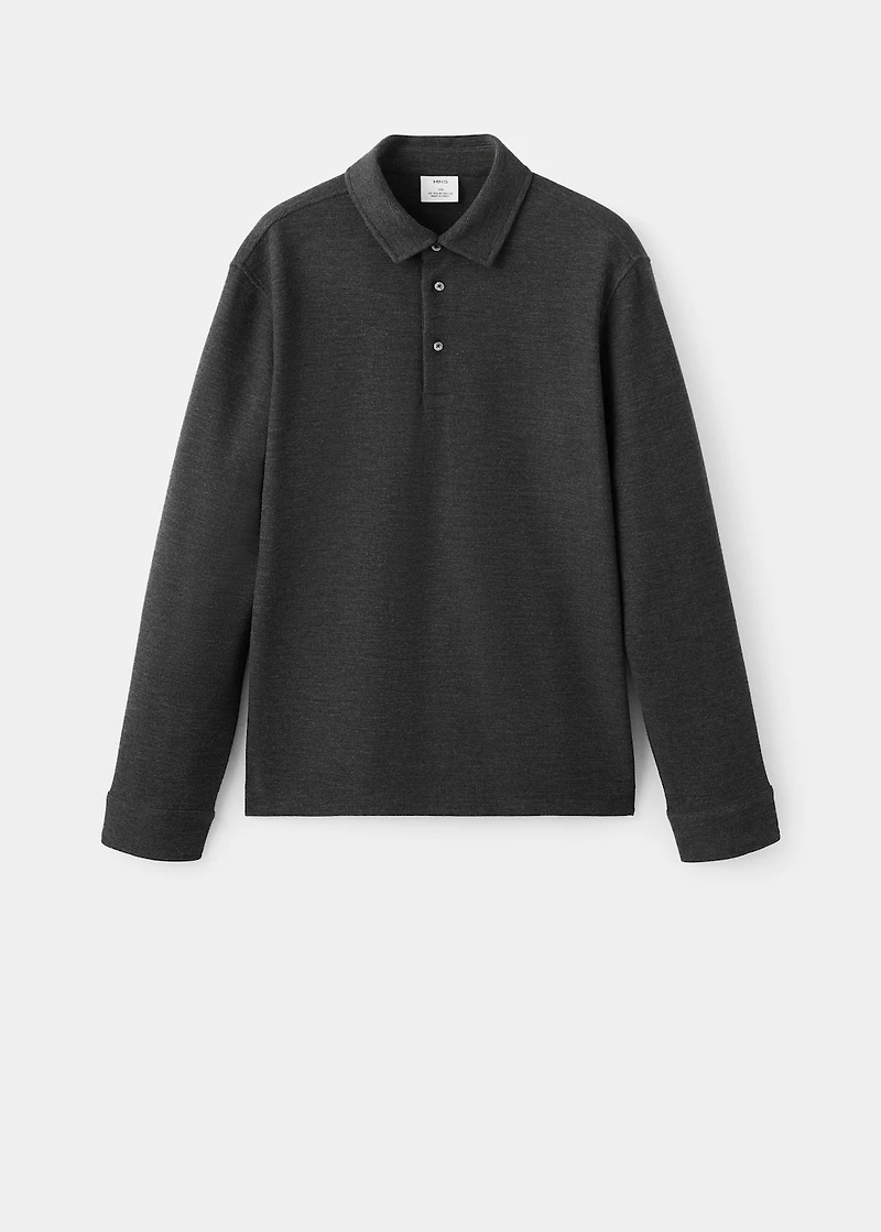 Knitted structured polo sweater