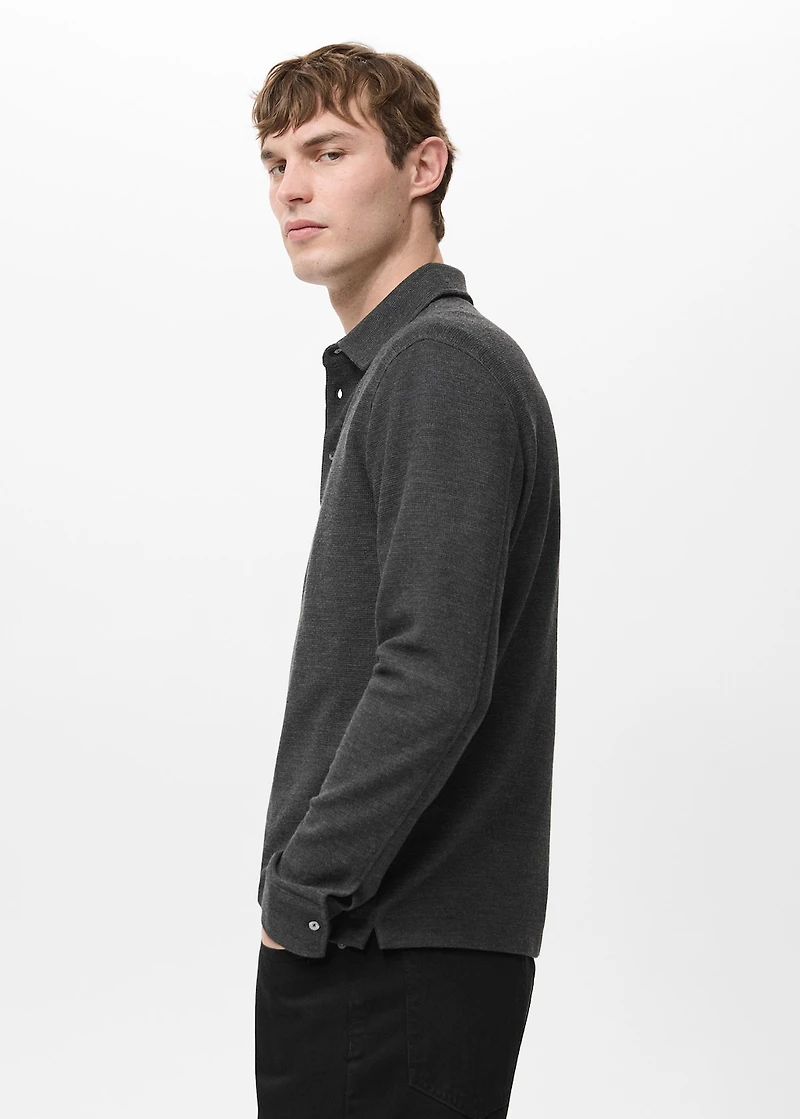 Knitted structured polo sweater