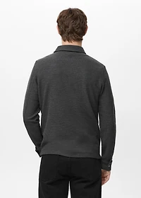 Knitted structured polo sweater