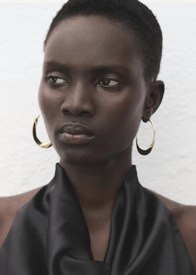 Draped neck satin top