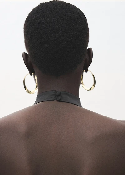 Draped neck satin top