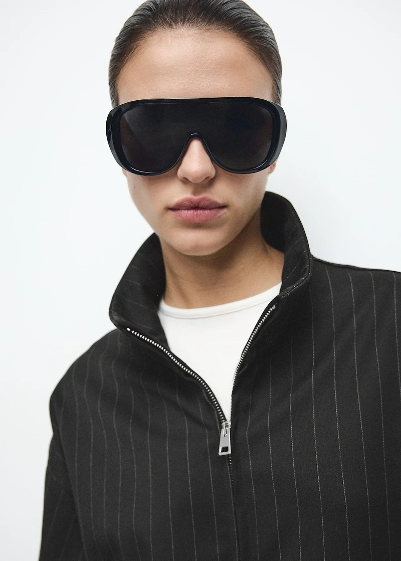 Pinstripe bomber jacket