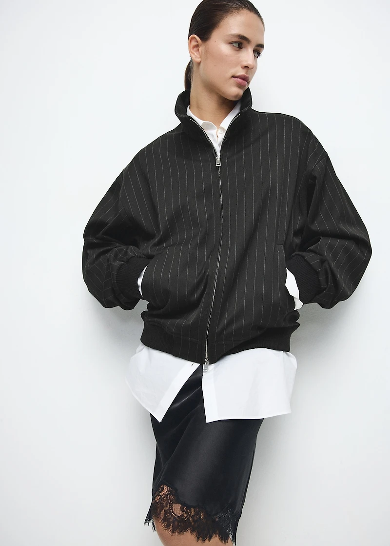 Pinstripe bomber jacket