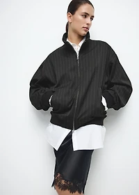 Pinstripe bomber jacket