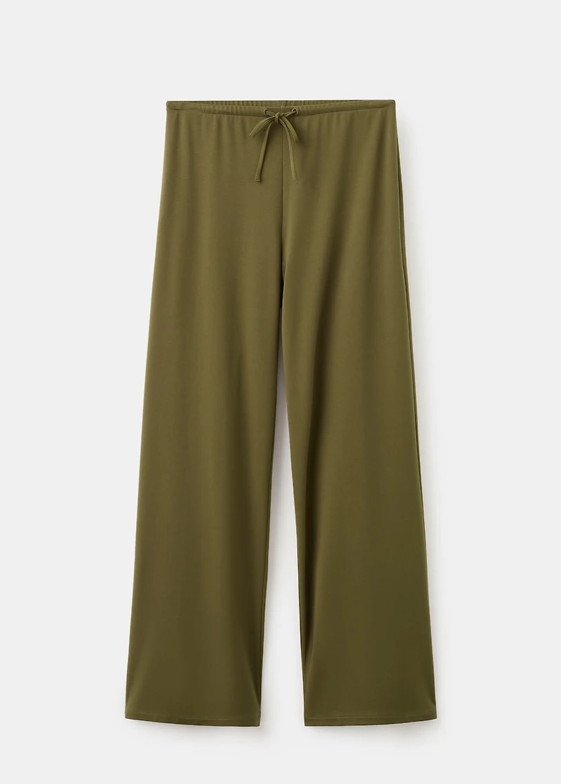 Straight-fit pants with elastic waist