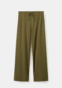 Straight-fit pants with elastic waist