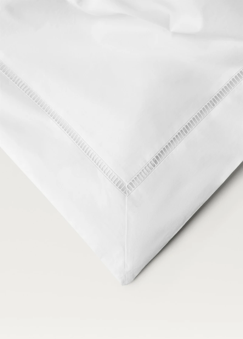 Cotton percale duvet cover with hemstitch for / cm bed
