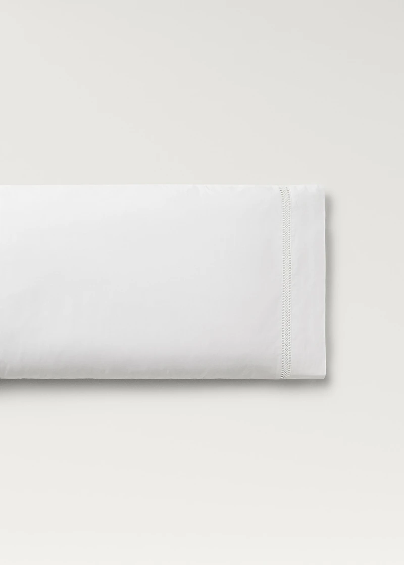 Cotton percale pillowcase with lace insert 45x110 cm