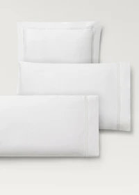 Cotton percale pillowcase with lace insert 45x110 cm