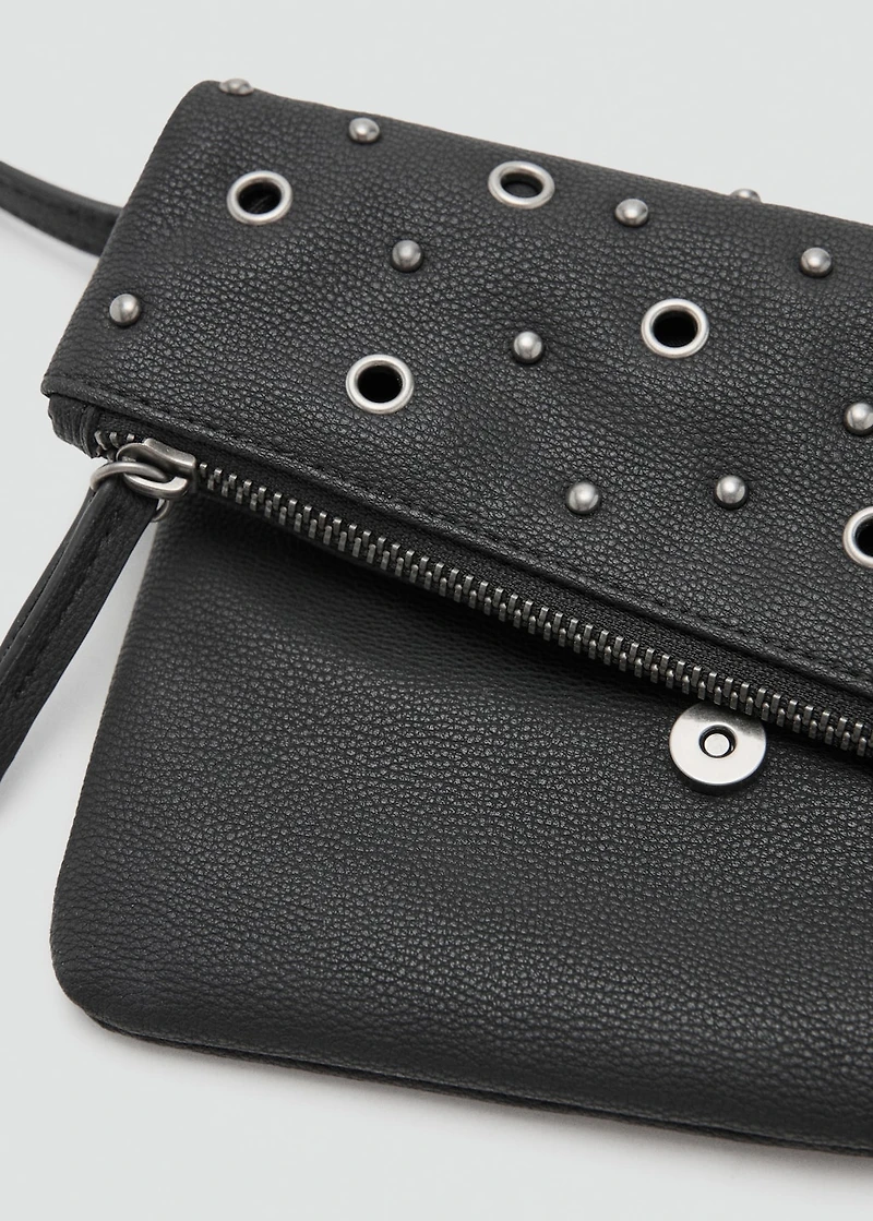Studded clutch bag