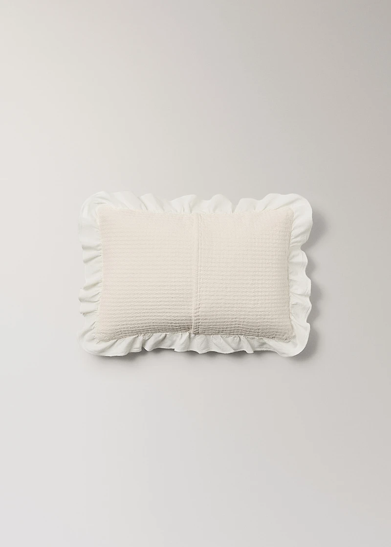 Cotton jacquard bed cushion cover with ruffle 30x40 cm