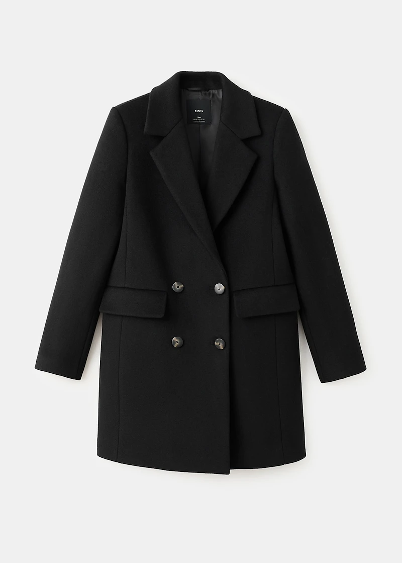 Double-breasted wool blend coat