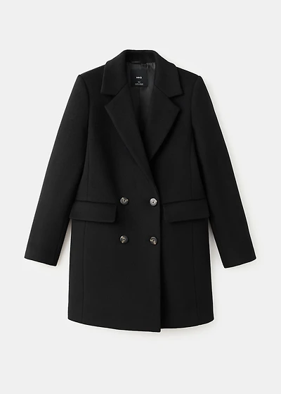 Double-breasted wool blend coat