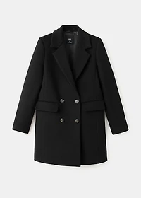 Double-breasted wool blend coat