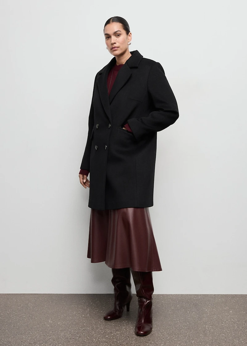 Double-breasted wool blend coat