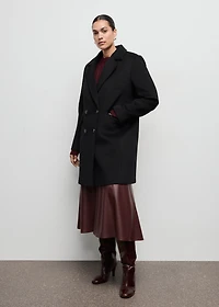 Double-breasted wool blend coat