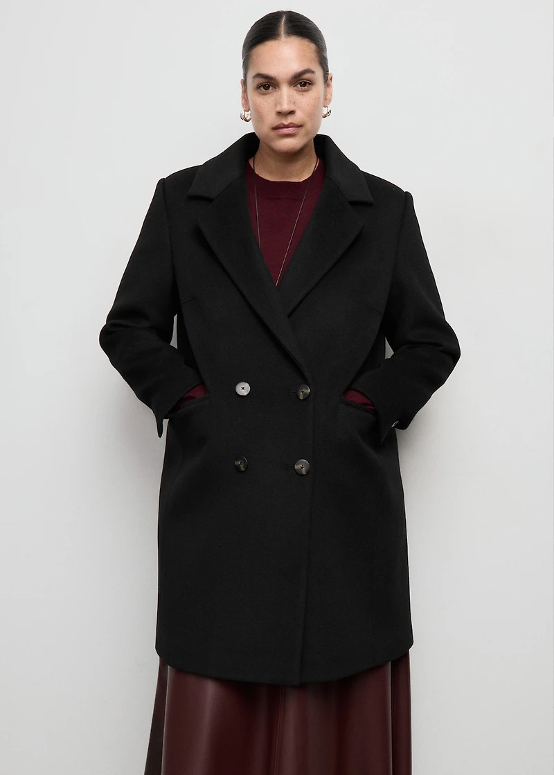 Double-breasted wool blend coat