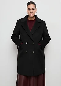 Double-breasted wool blend coat