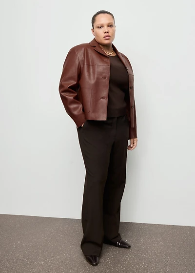 Faux-leather jacket with pockets