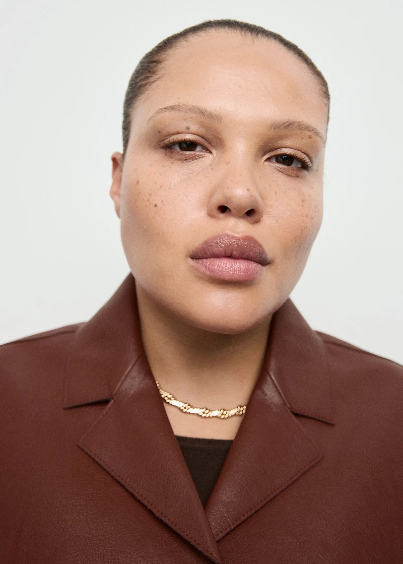 Faux-leather jacket with pockets