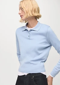 Polo collar wool sweater