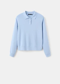 Polo collar wool sweater