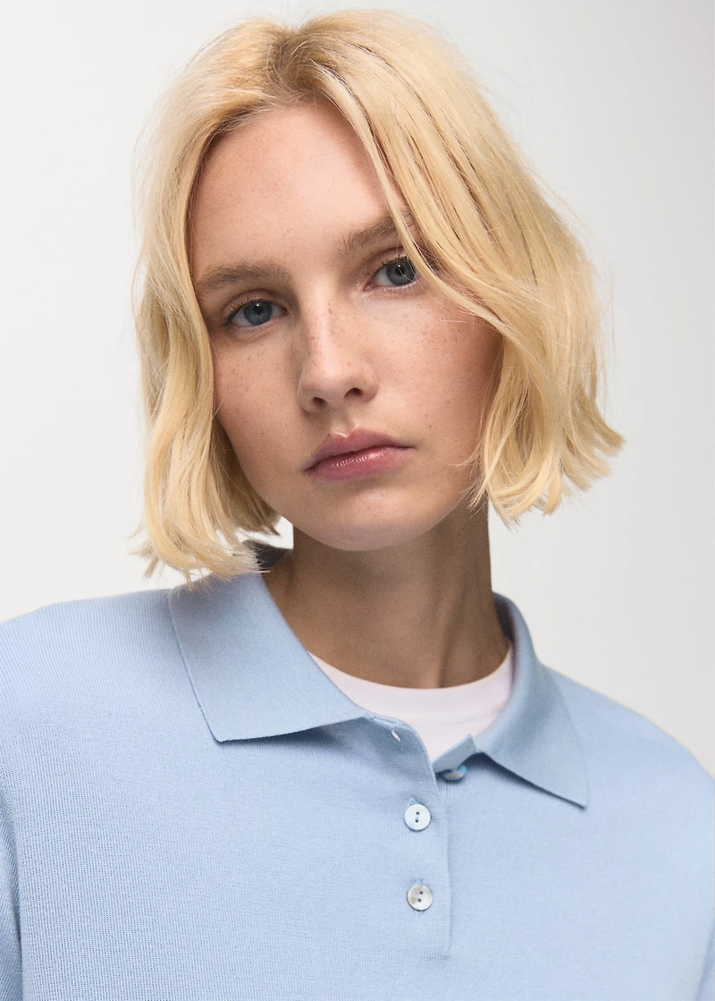 Polo collar wool sweater