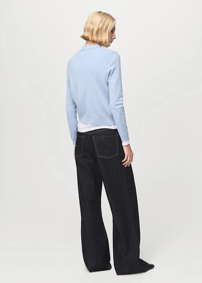 Polo collar wool sweater