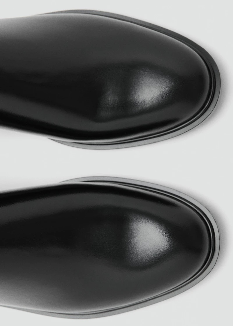 Elastic panels leather ankle boots