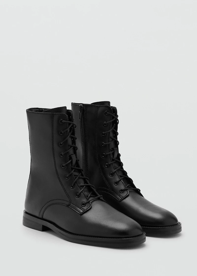 Lace-up leather ankle boots