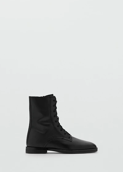 Lace-up leather ankle boots