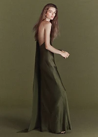 Asymmetrical bow-neck dress