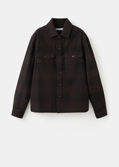 Check wool-blend overshirt