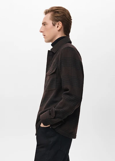 Check wool-blend overshirt