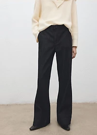 Wide-leg denim trousers