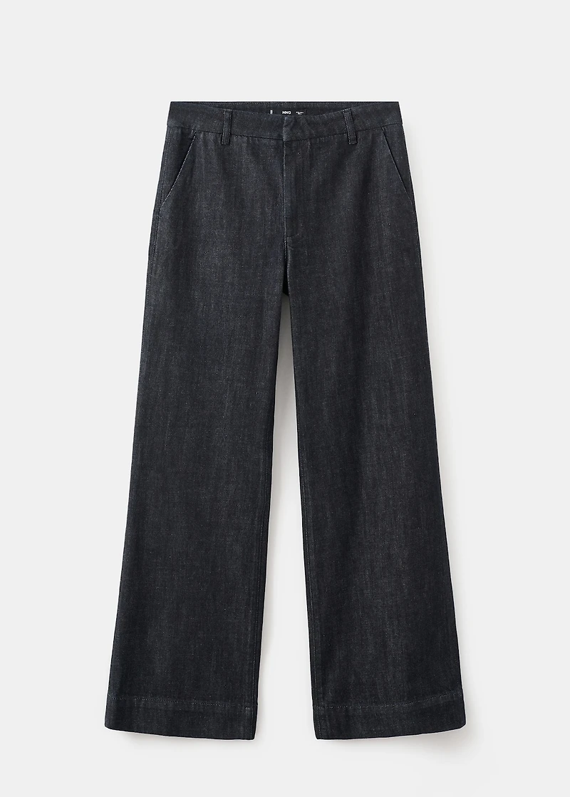 Wide-leg denim trousers