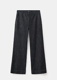 Wide-leg denim trousers