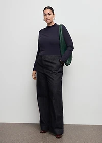 Wide-leg denim trousers