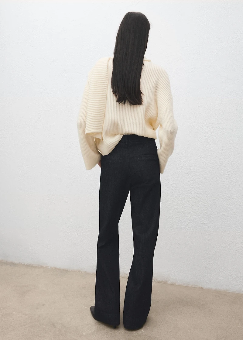 Wide-leg denim trousers