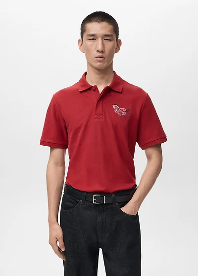 Short-sleeved cotton polo shirt