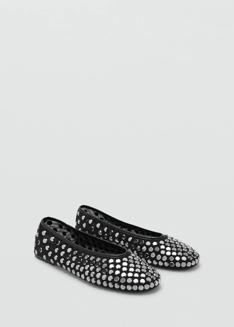 Mesh ballet flats with studs