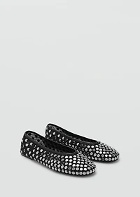Mesh ballet flats with studs
