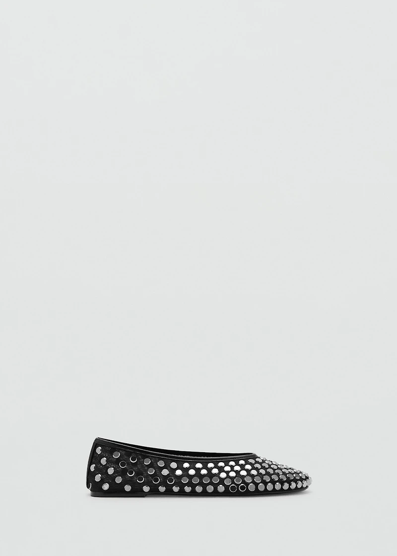Mesh ballet flats with studs