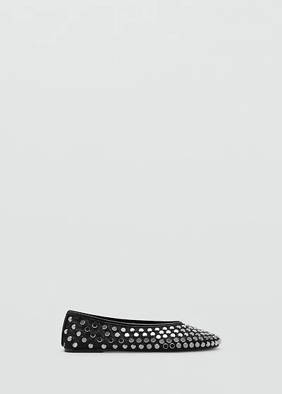 Mesh ballet flats with studs