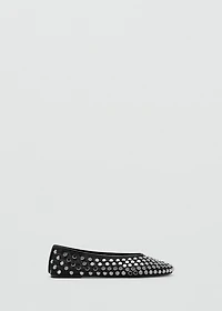 Mesh ballet flats with studs