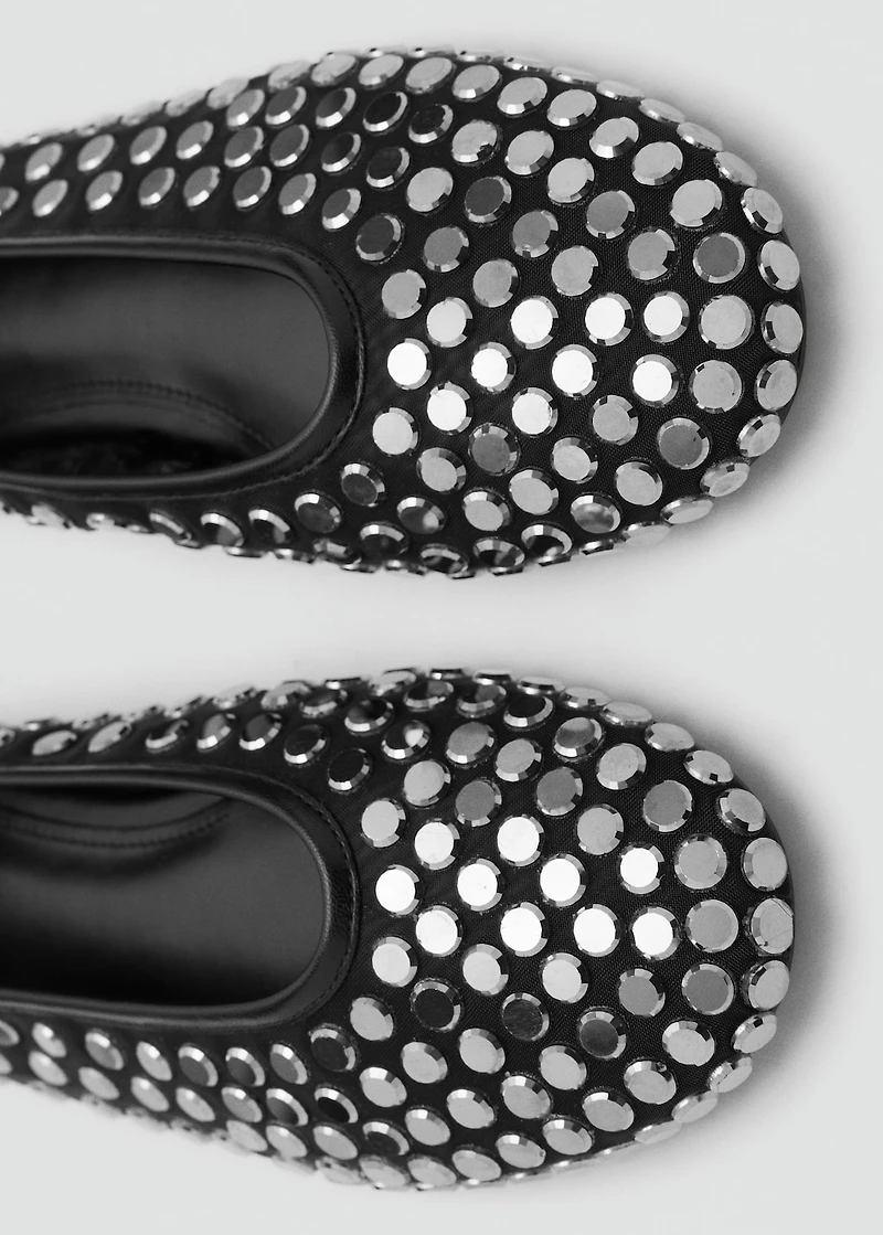 Mesh ballet flats with studs