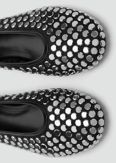 Mesh ballet flats with studs
