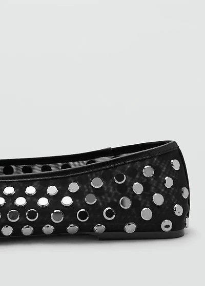Mesh ballet flats with studs
