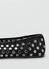 Mesh ballet flats with studs