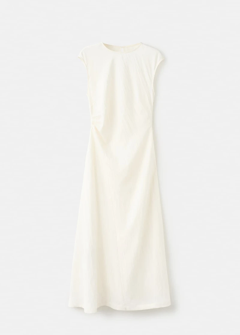 Lyocell dress with pleated waist